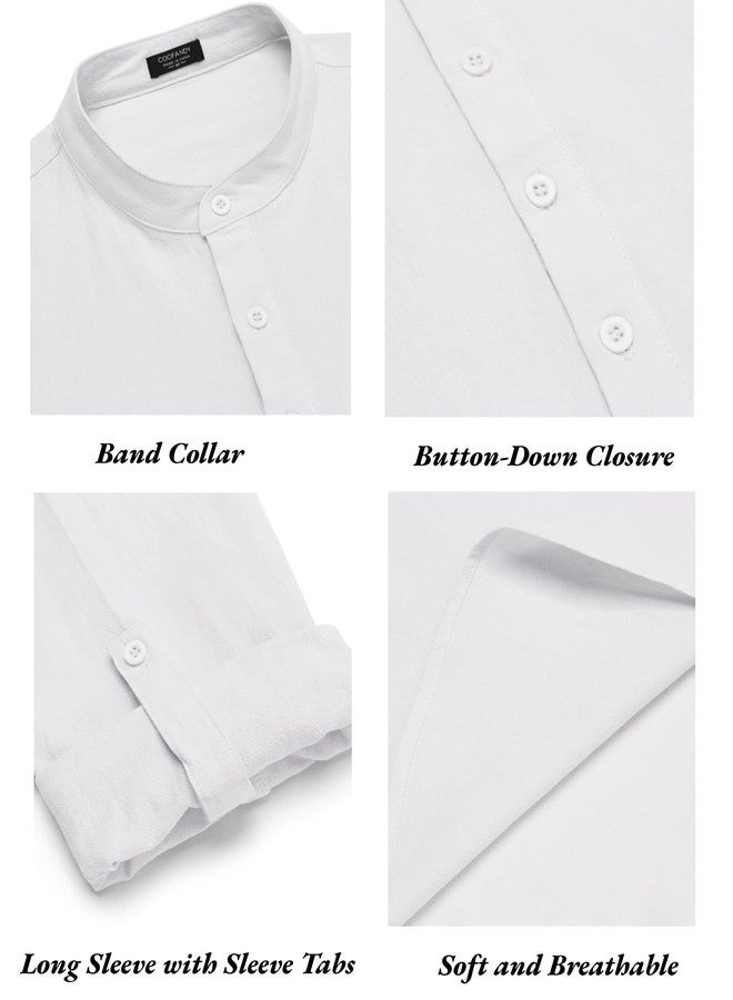 COOFANDY Men's 2 Pieces Cotton Linen Set Long Sleeve Henley Shirts Casual Beach Pants With Pockets Summer Yoga Outfits - Image 4